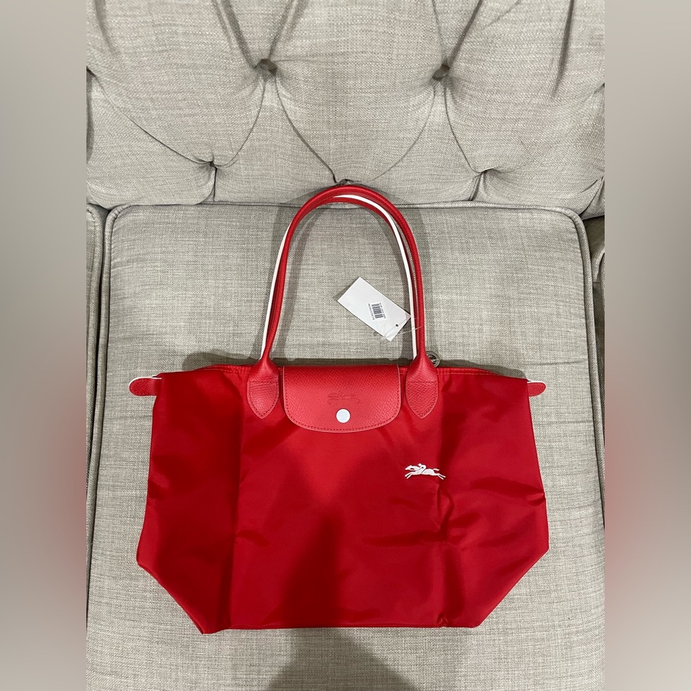 Longchamp Le Pliage Club Medium Tote Bag in Vermillion Red